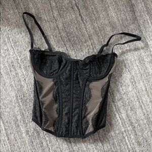 Elegant Black and Brown Lace Corset Urban Outfitters